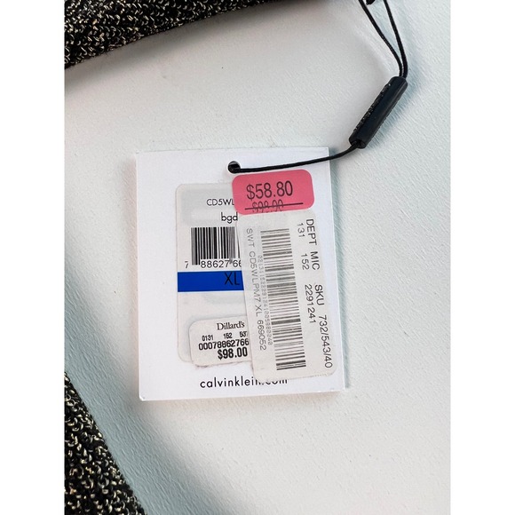 Calvin Klein Sweater Dress Sheath Metallic Gold & Black Zipper Detail XL - Picture 9 of 16